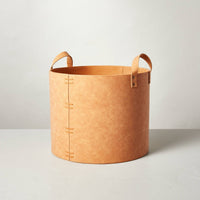 Large Faux Leather Storage Bin Camel Brown - Hearth & Hand™ with Magnolia