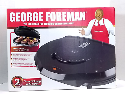 George Foreman Black Indoor Non-Stick Countertop Grill GR35VTB 2 Year Warranty