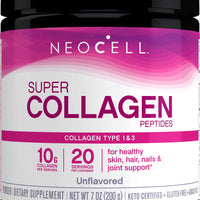 NeoCell Super Collagen Peptides, 10g Collagen Peptides per Serving, Gluten Free, Keto Friendly, Non-GMO, Grass Fed, Healthy Hair, Skin, Nails and Joints, Unflavored Powder, 200g-08/2026