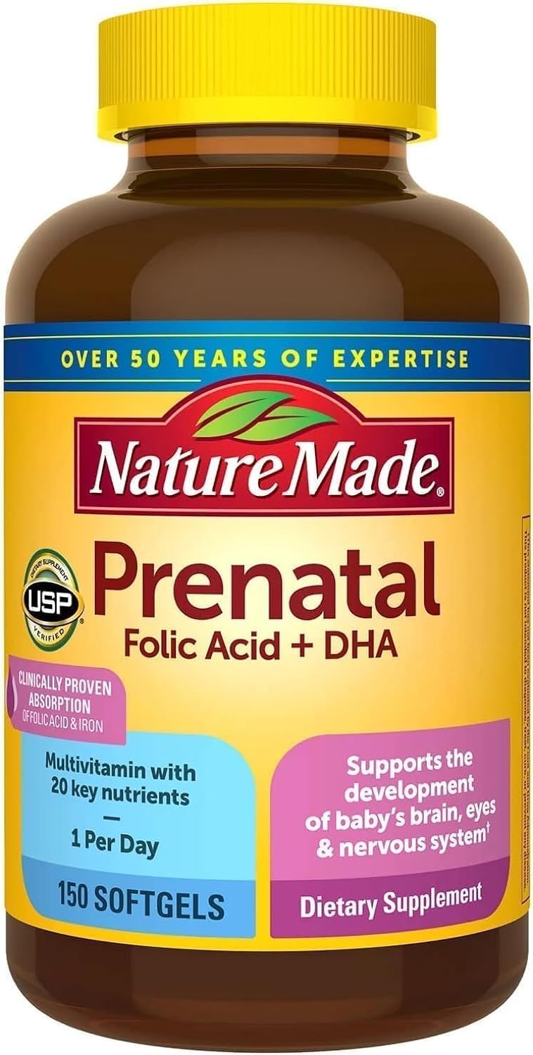 Nature Made Prenatal + Dha 200 mg Dietary Supplement (Netcount 150 Soft Gels), 150Count DLC: JUNE 2026
