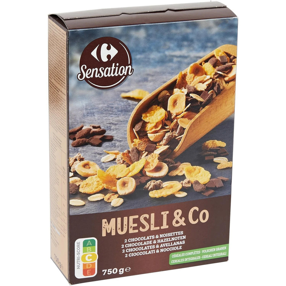 Céréales muesli 2 Chocolats Noisettes CARREFOUR SENSATION 750g DLC: NOV20203