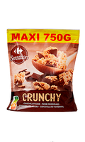 
              Céréales chocolat noir Crunchy CARREFOUR le paquet de 750g DLC: DEC2023
            