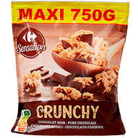 Céréales chocolat noir Crunchy CARREFOUR le paquet de 750g DLC: DEC2023