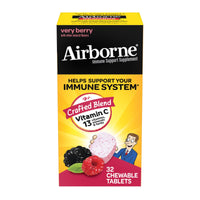 Airborne Original Immune Support Supplement Chewable Tablets Berry 32 Ct DLC: JUIL24