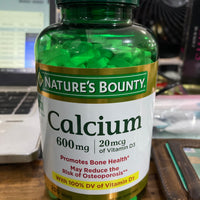 Nature s Bounty Calcium 600 + Vitamin D3 Tablets 600gm 250ct DLC: 04/2027