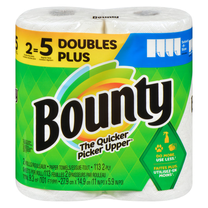 Bounty Double Plus Select a Size Paper Towel Rolls, 2-Pack