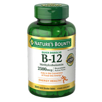 Nature's Bounty Vitamine B-12 2500 mcg, 300 comprimés à dissolution rapideDLC: 05/2027
