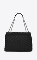 
              Yves Saint Laurent Loulou Large en Cuir Matelassé Black / Storm
            