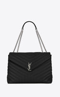 
              Yves Saint Laurent Loulou Large en Cuir Matelassé Black / Storm
            