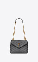 
              Yves Saint Laurent Loulou Large en Cuir Matelassé Black / Storm
            