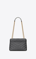 
              Yves Saint Laurent Loulou Large en Cuir Matelassé Black / Storm
            