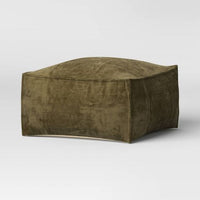 
              Costa Velvet Cocktail Pouf Olive Green - Threshold™: Modern Square Footstool, No Assembly Required
            