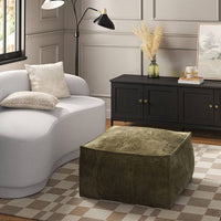 
              Costa Velvet Cocktail Pouf Olive Green - Threshold™: Modern Square Footstool, No Assembly Required
            