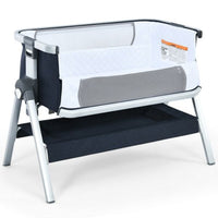 
              Costway Baby Bassinet Bedside Sleeper w/Storage Basket & Wheel for Newborn Navy
            