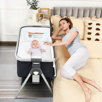 
              Costway Baby Bassinet Bedside Sleeper w/Storage Basket & Wheel for Newborn Navy
            