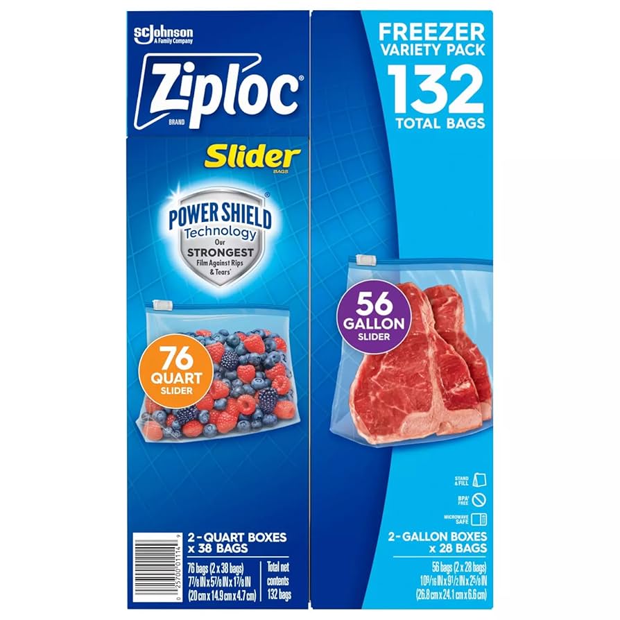 Ziploc – Pack Varié de Sacs Congélation à Glissière (56 sacs Gallon)