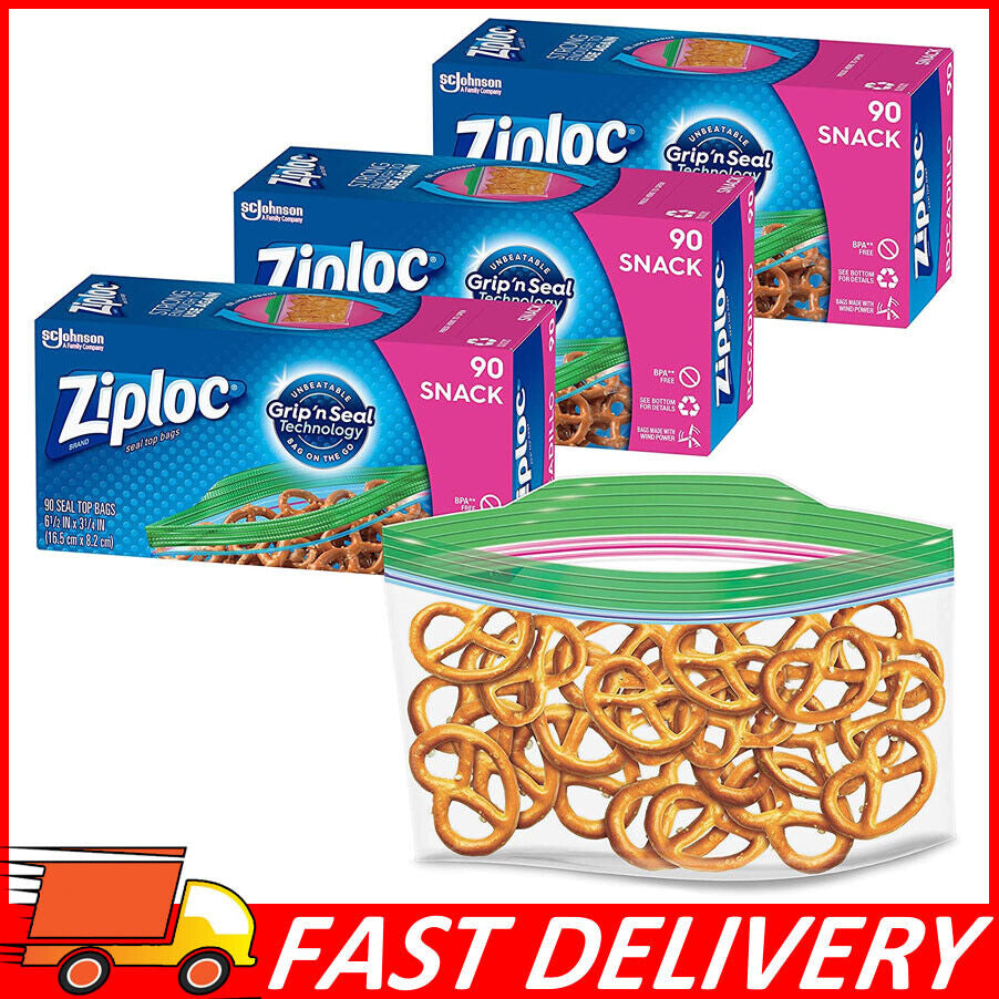 Ziploc Snack & Sandwich Bags for On the Go Freshness, Grip 'n Seal, 120 Bags