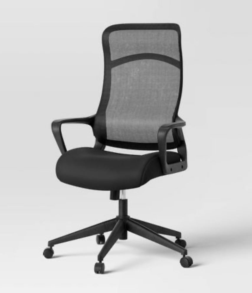 Comfort Office Chair Black - Room Essentials: Ergonomic, Adjustable, Mesh Back, 5-Wheel Base