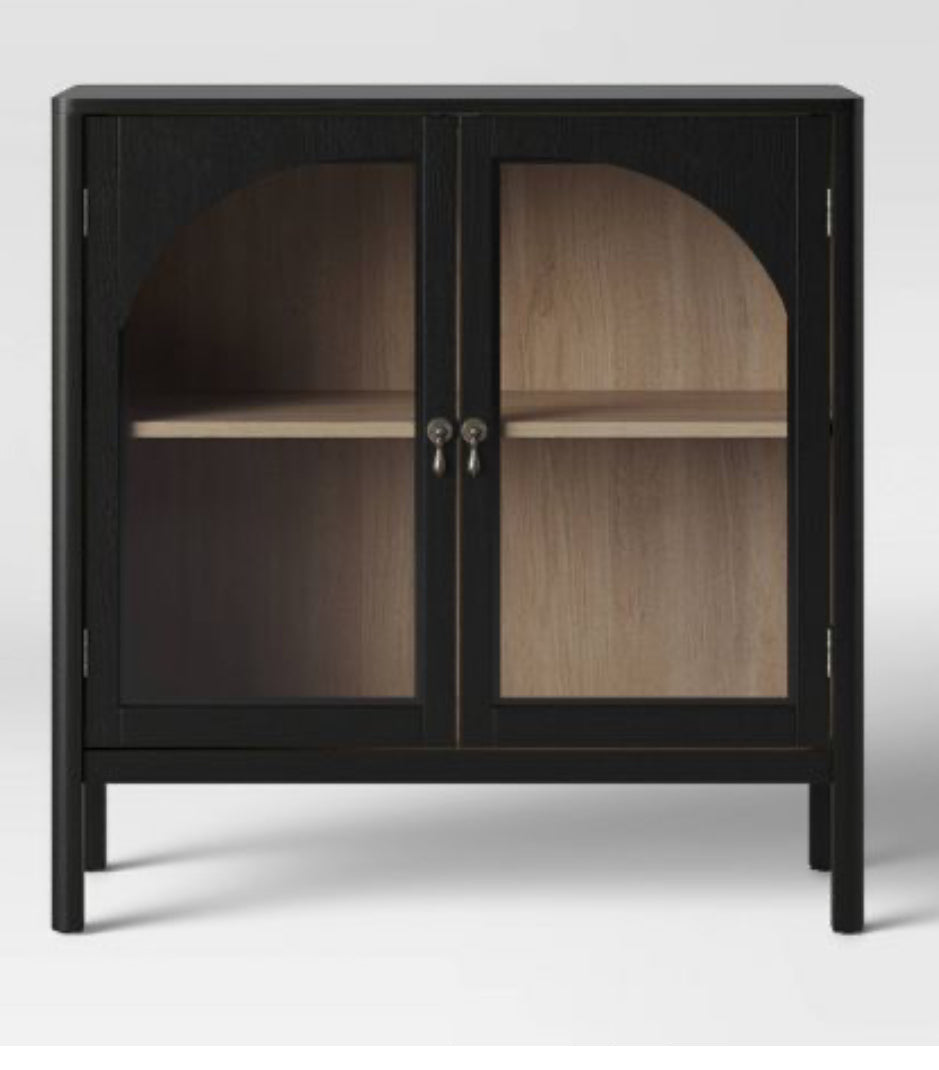 New Bedford 2 Door Accent Cabinet Black - Threshold: Elegant Storage, Pewter-Finish Hardware, Wood Veneer (L 80,9 x 78,9 x 33,9 cm)