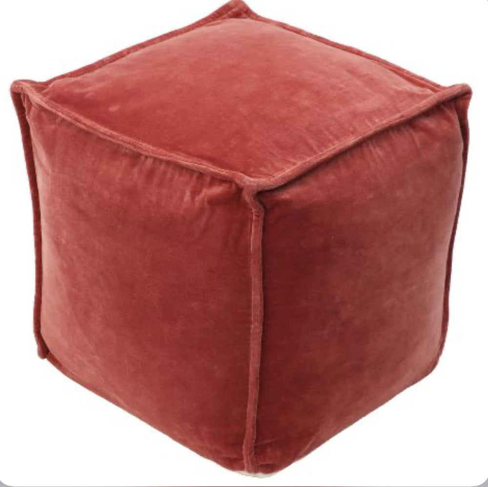 Costa Velvet Pouf Blush - Threshold: Modern Square Upholstered Footstool, No Assembly Required LPEU852629