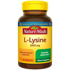 Nature Made Extra Strength L-Lysine 1000 mg Tablets, 60 Count for Protein Synthesis 02/2029