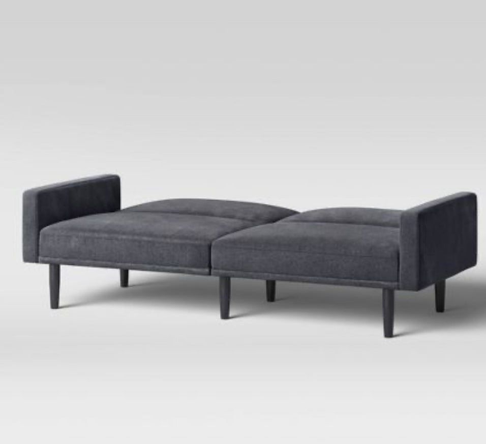 Futon Sofa with Arms Charcoal Gray - Room Essentials