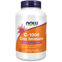 NOW Foods, C-1000 et zinc, formule de soutien saisonnier*, protection antioxydante*, 180 capsules végétales