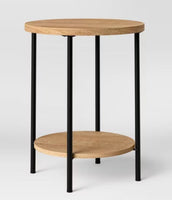 
              Wood and Metal Round End Table Natural - Room Essentials LPEU845116
            