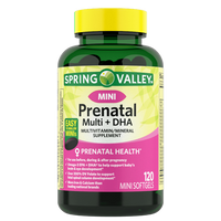 Spring Valley Mini Prenatal Multi + DHA Complete Multivitamin/Multimineral Supplement Mini Softgels,DLC: 01/2027