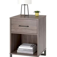 Mixed Material Nightstand Gray - Room Essentials: Laminated Metal Frame, Storage Shelf, 1 Drawer LPFT285253