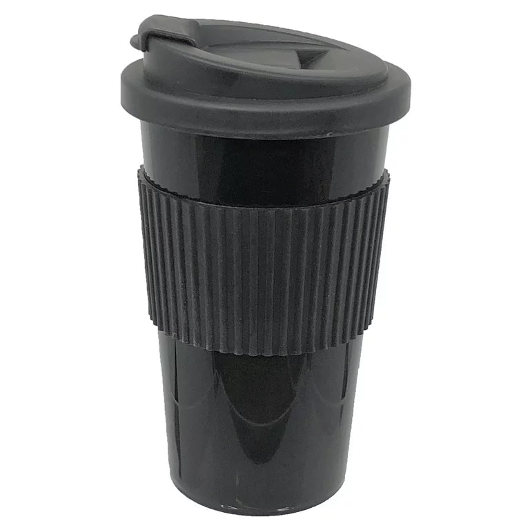 Mainstays 18 oz. Travel Cup with Ribbed Soft Grip, Single Cup, Rich Black 532ml