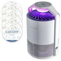 
              Piège à insectes et insectes volants KATCHY pour l'intérieur, tue les moustiques et les mouches et les insectes de fruits, avec lumière ultraviolette, ventilateur, surface collante, ce n'est pas un appareil qui extermine électrique, couleur blanche
            