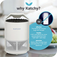 
              Piège à insectes et insectes volants KATCHY pour l'intérieur, tue les moustiques et les mouches et les insectes de fruits, avec lumière ultraviolette, ventilateur, surface collante, ce n'est pas un appareil qui extermine électrique, couleur blanche
            