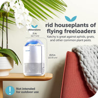 
              Piège à insectes et insectes volants KATCHY pour l'intérieur, tue les moustiques et les mouches et les insectes de fruits, avec lumière ultraviolette, ventilateur, surface collante, ce n'est pas un appareil qui extermine électrique, couleur blanche
            