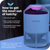 
              Piège à insectes et insectes volants KATCHY pour l'intérieur, tue les moustiques et les mouches et les insectes de fruits, avec lumière ultraviolette, ventilateur, surface collante, ce n'est pas un appareil qui extermine électrique, couleur blanche
            