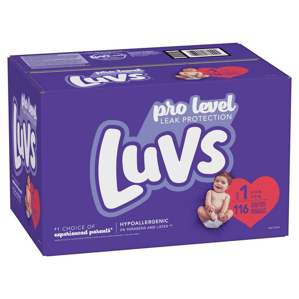 Luvs Pro Level Leak Protection Diapers Big Pack - Size 1 - 58ct (Please be advised that sets may be missing pieces or otherwise incomplete.) et