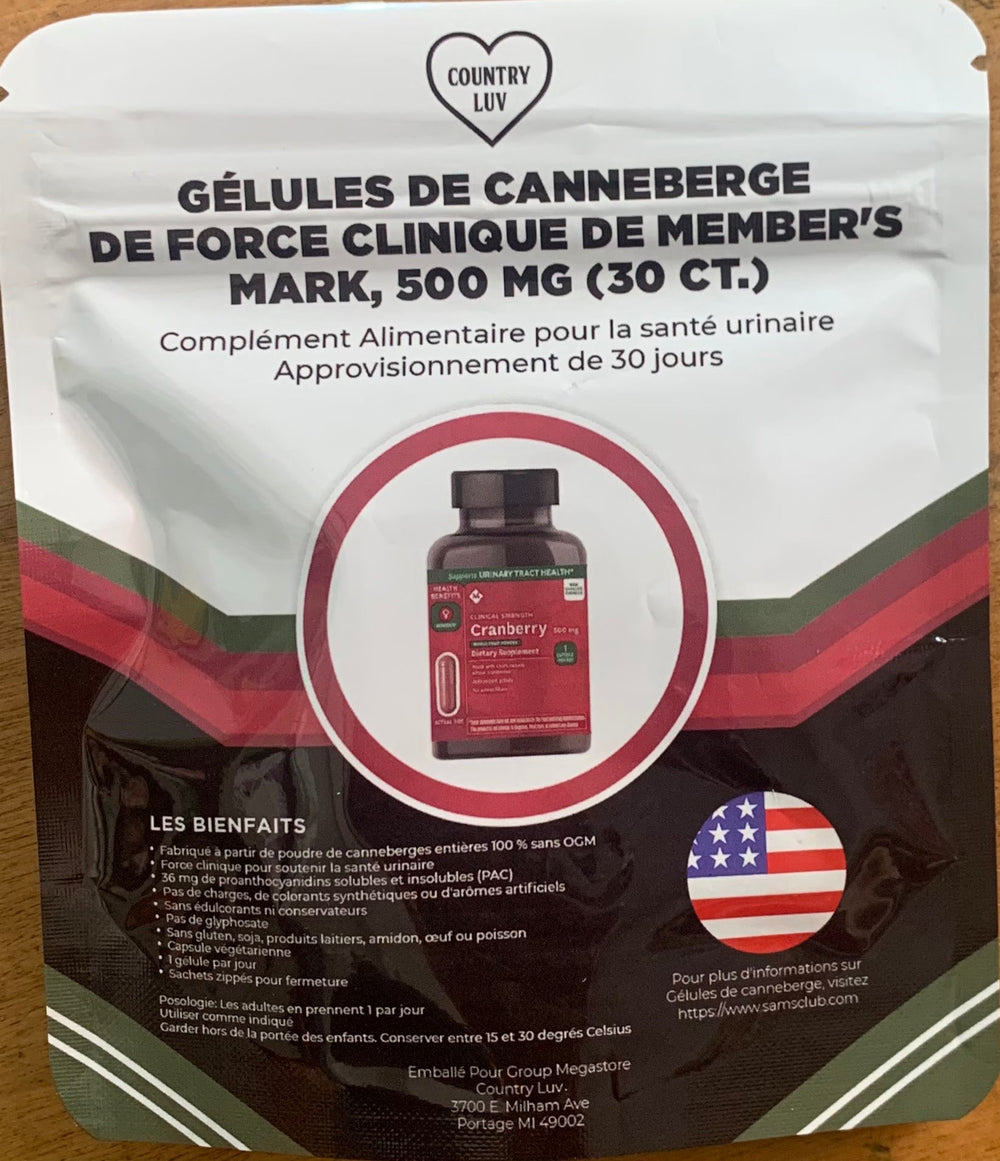 Member's Mark Clinical Strength 500mg Cranberry Dietary Supplement Packs (30-Cranberry Naturally Helps Your Body