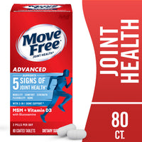 Move Free Advanced Plus MSM and Vitamin D3, Joint Health Supplement with Glucosamine and Chondroitin, 80 Count
