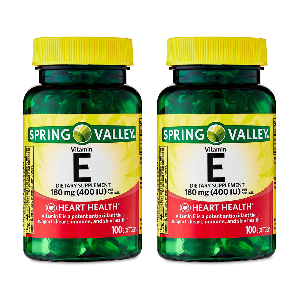Spring Valley Vitamin E Dietary Supplement Softgels for Heart Health, 180 mg, 100 Count
