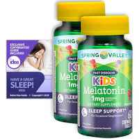 Spring Valley Kids Melatonin Chewable Tablets Sleep Support Dietary Supplement, Grape Flavor, 1 mg, 60 Count