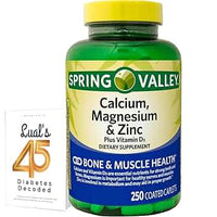 Spring Valley Calcium, Magnesium & Zinc Plus Vitamin D3 Coated Caplets, 250 Count
