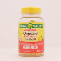 Spring Valley Proactive Support Omega-3 Fish Oil Dietary Supplement Softgels for Heart/General/Brain Health, 1000 mg, 60 Count