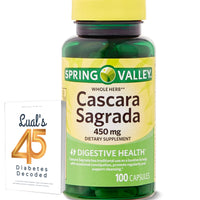 Spring Valley Whole Herb Cascara Sagrada Dietary Supplement Capsules for Digestive Health, 450 mg, 100 Count