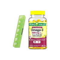 Spring Valley Daily Maintenance Omega-3 From Fish Oil Dietary Supplement Softgels for General & Heart Health, Lemon Flavor, 500 mg, 60 Count