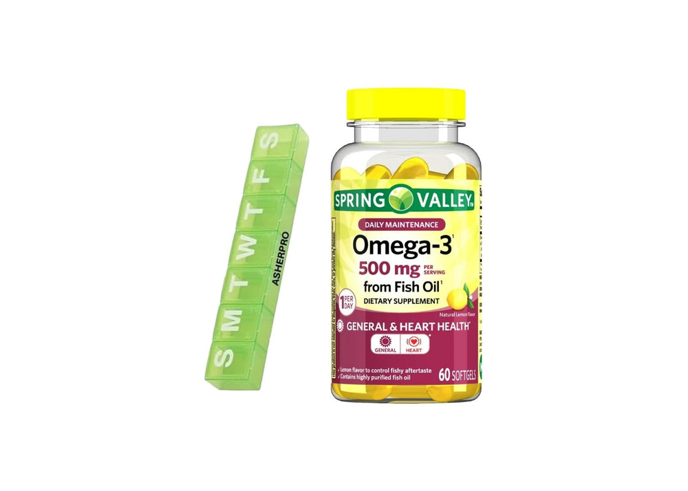 Spring Valley Daily Maintenance Omega-3 From Fish Oil Dietary Supplement Softgels for General & Heart Health, Lemon Flavor, 500 mg, 60 Count