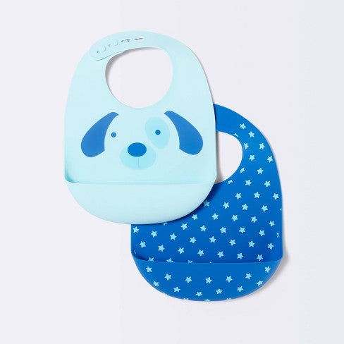 Silicone Bib with Decal - 2ct - Cloud Island Dogs/Dots (Please be advised that sets may be missing pieces or otherwise incomplete.)