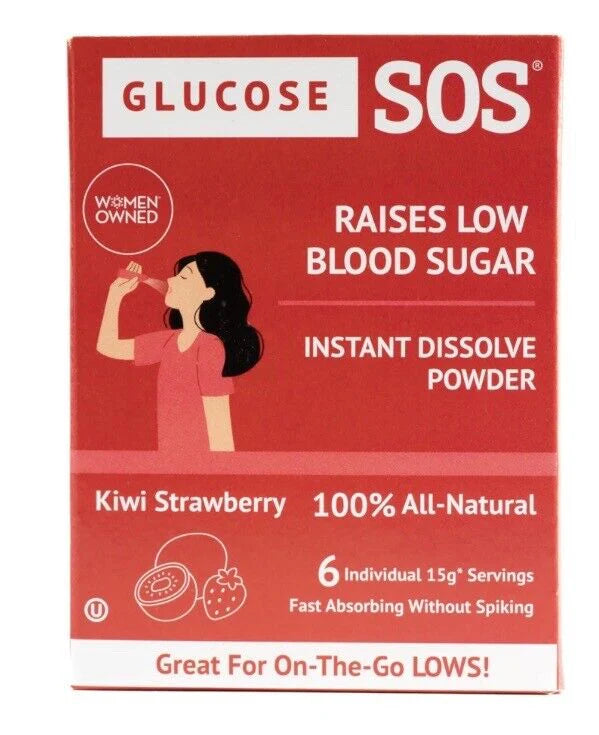 Glucose SOS, Instant Dissolve Glucose Tablet Alternative for Blood Sugar Recovery, Kiwi Strawberry 6 Count DLC: OCT25