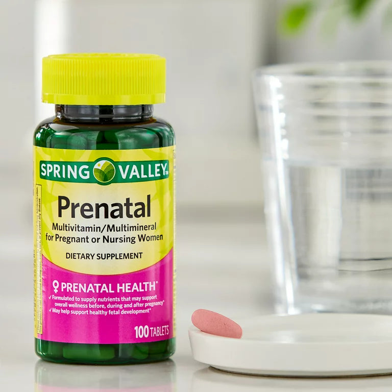 Spring Valley Prenatal Multivitamin/Multimineral for Pregnant and Nursing Women Dietary Supplement Tablets, 100 Count DLC: