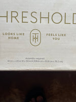 
              Loring Wood Writing Desk with Drawers and Charging Station White/Gold - Threshold
            