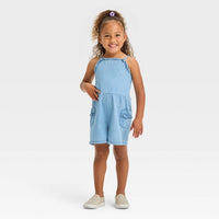 Toddler Girls' Chambray Smocked Dress - Cat & Jack Blue 3T